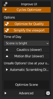 Optimizer panel